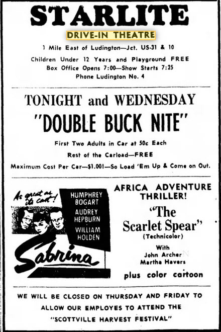 Starlite Drive-In Theatre - 20 Sep 1955 Ad (newer photo)